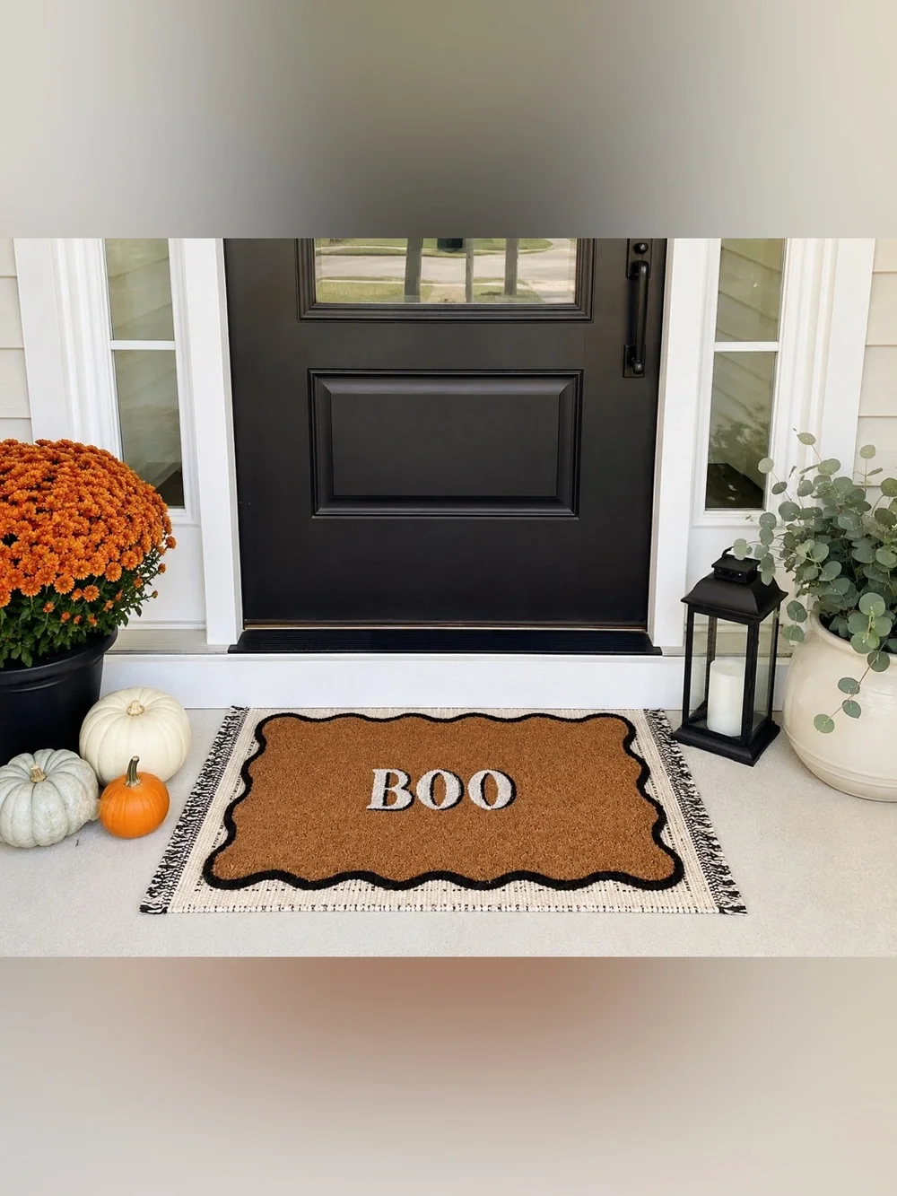 NWT My Texas House Scallop BOO Halloween Coir Doormat 18x30